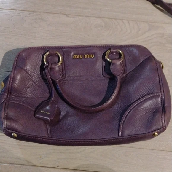 Miu Miu Purple Gold HardwareBowler Boston Two Way Sachel Shoulder Crossbody Bag - Picture 14 of 16